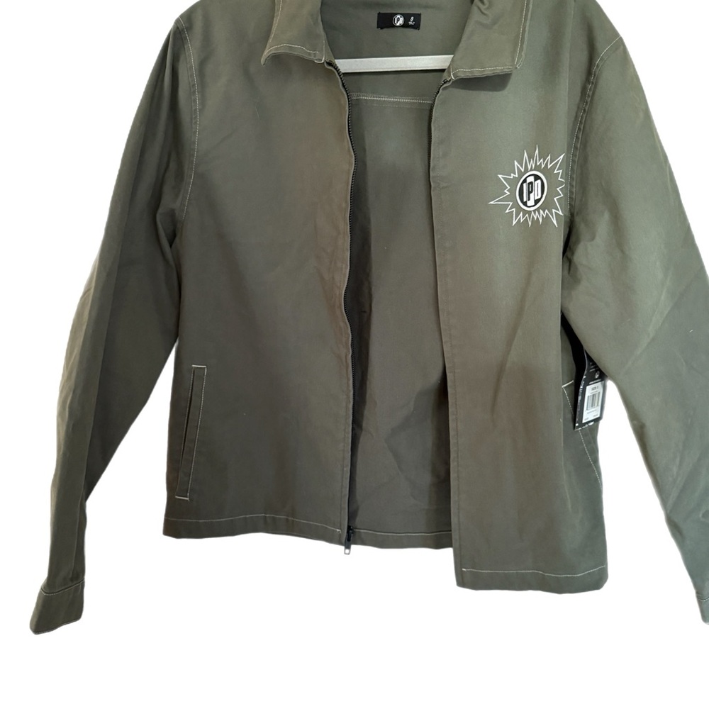 Women's Olive Utility Zip Jacket with Embroidered Chest - Picture 2 of 4
